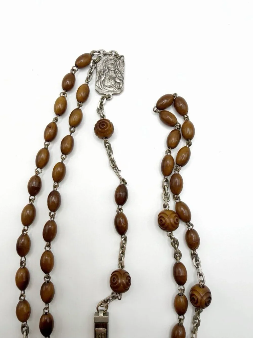 Vintage‎ French Rosary Brown Ceramic Beads FLAW